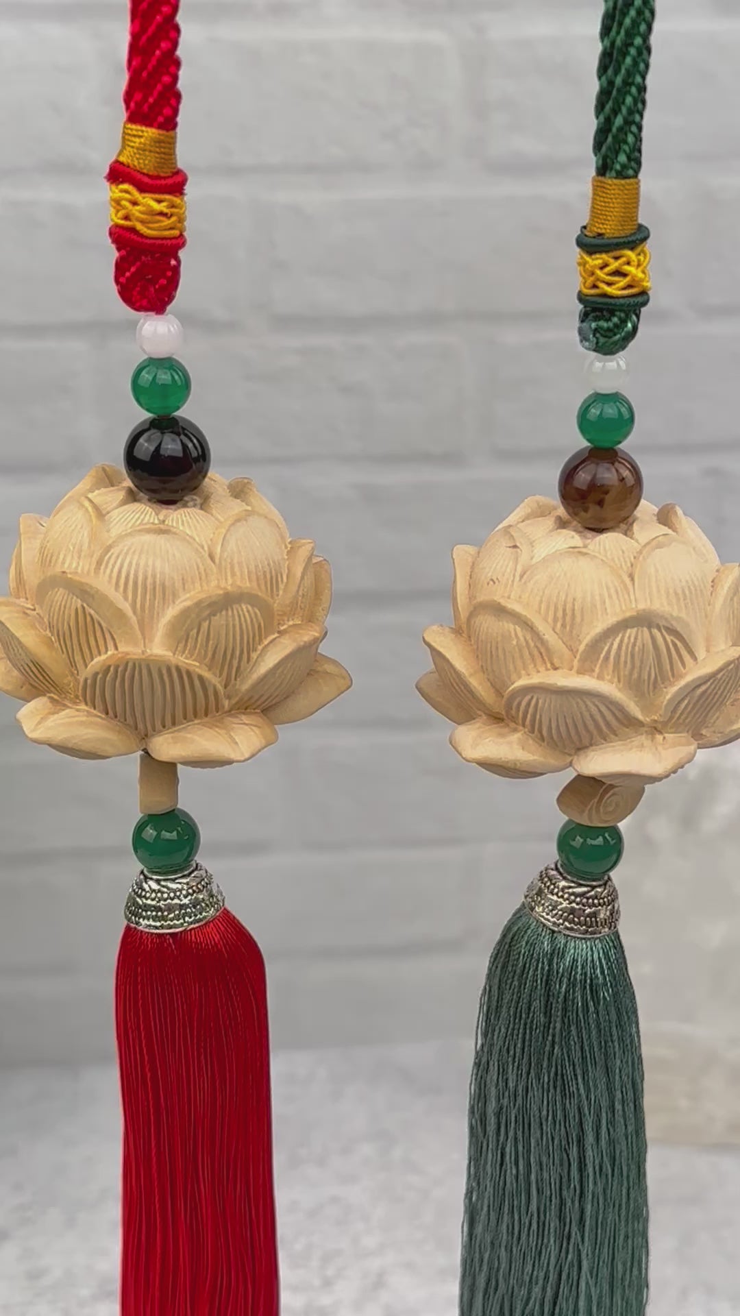 video of wooden lotus tassels