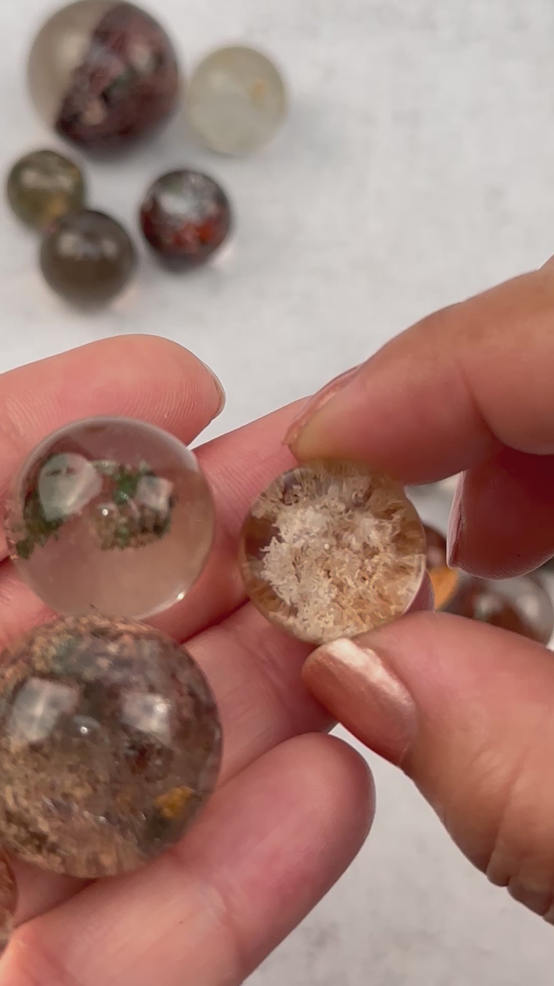 5pc Lodolite Crystal Spheres Bulk Crystals