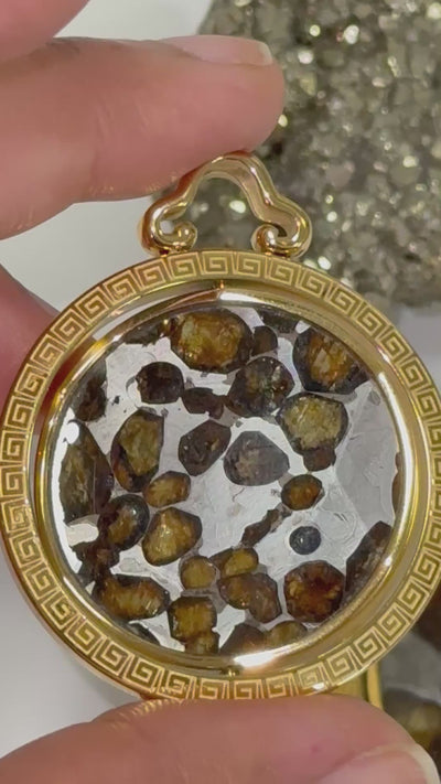 Sericho Pallasaite Meteorite Crystal Pendant