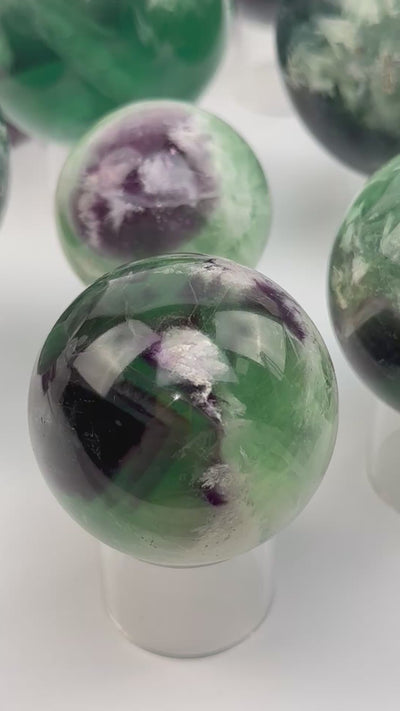 Rainbow Feathered Fluorite Crystal Sphere