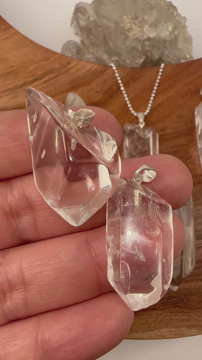 Extra Quality Crystal Quartz Polished Point Pendant Charm