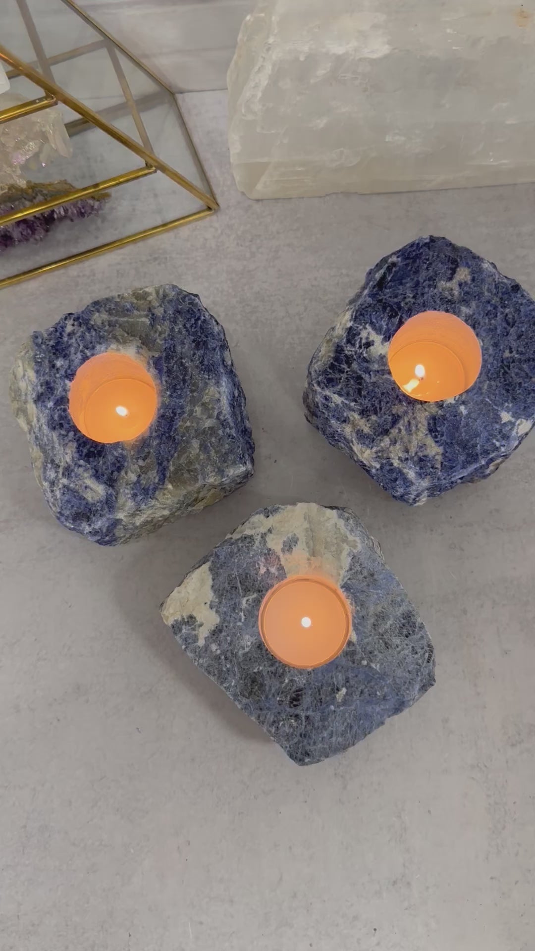 Sodalite Candle Holder - Amazing Candle Tea Light - Feng Shui - Crystal Collection
