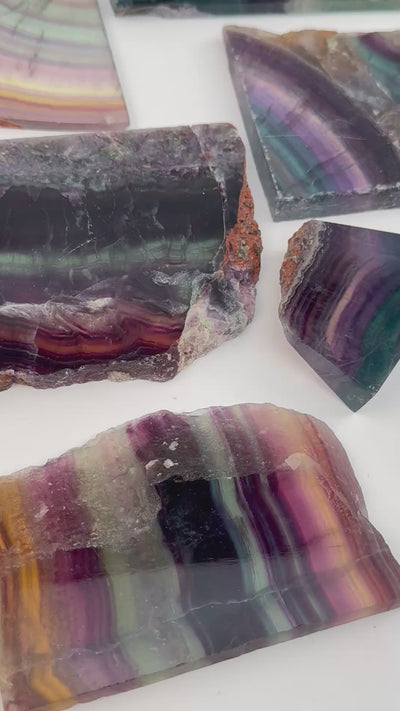 Rainbow Fluorite Semi-polished Crystal Slabs