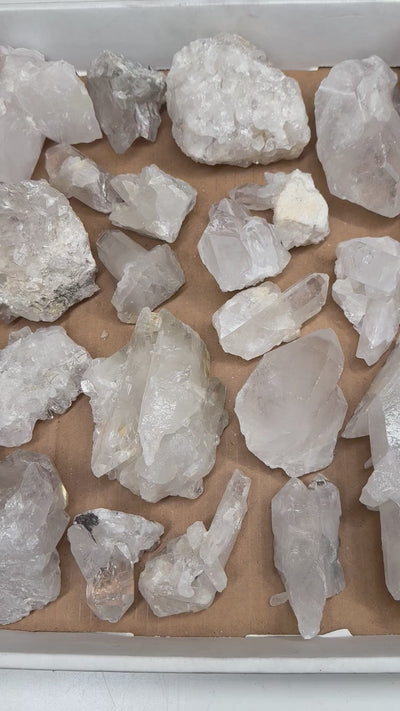 1 FLAT BOX of Natural Crystal Quartz Free Form Clusters - You Choose -