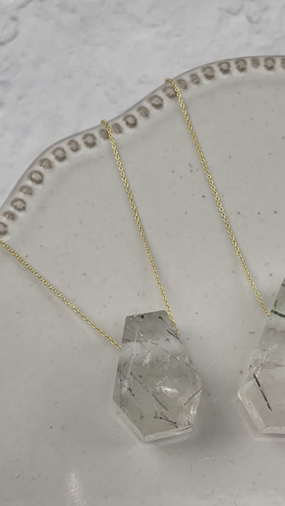Tourmalinated Quartz 14k Gold Necklaces - You Choose -