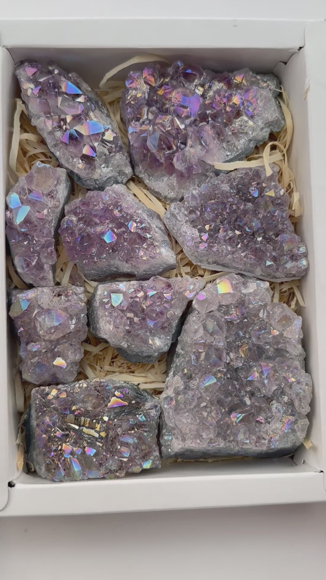 Amethyst Angel Aura Titanium Crystal Flat Box Bulk Wholesale Crystals