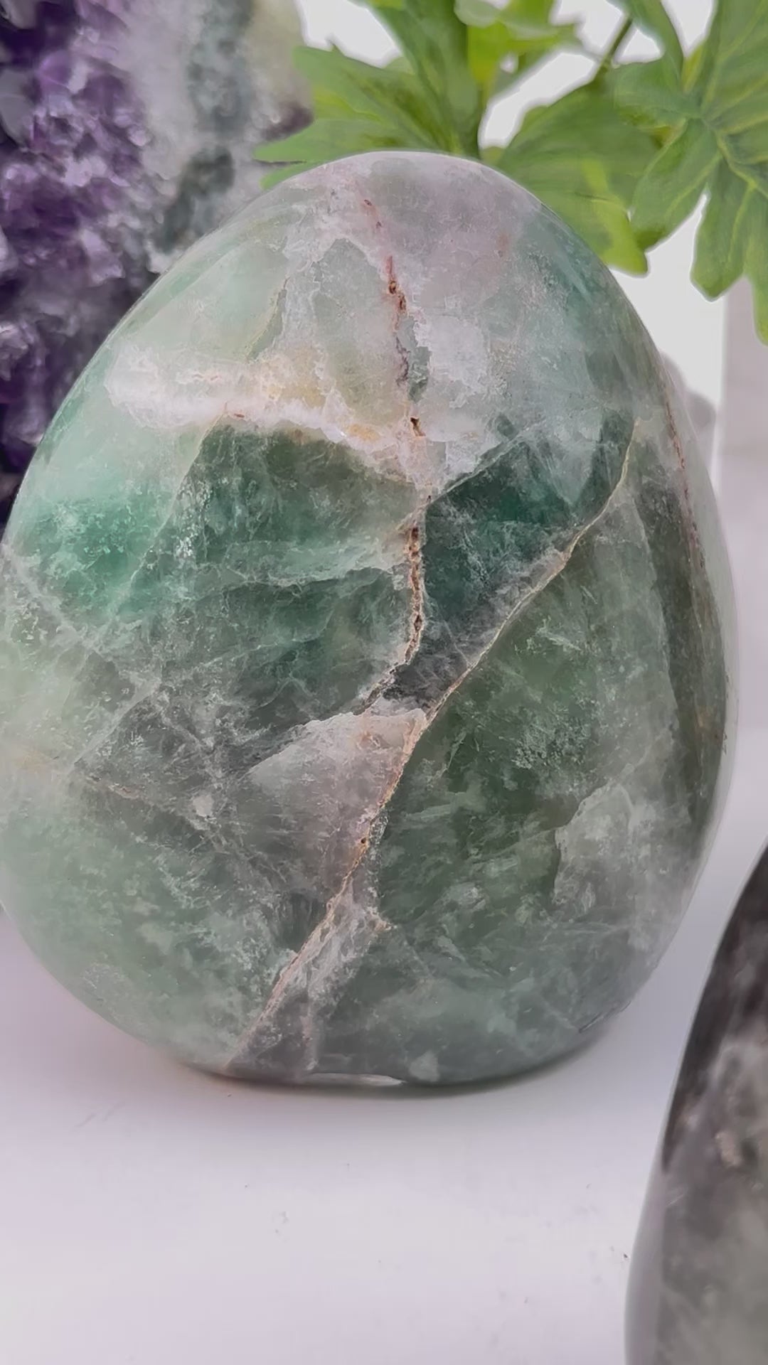 Green Fluorite Polished Crystal Cut Base