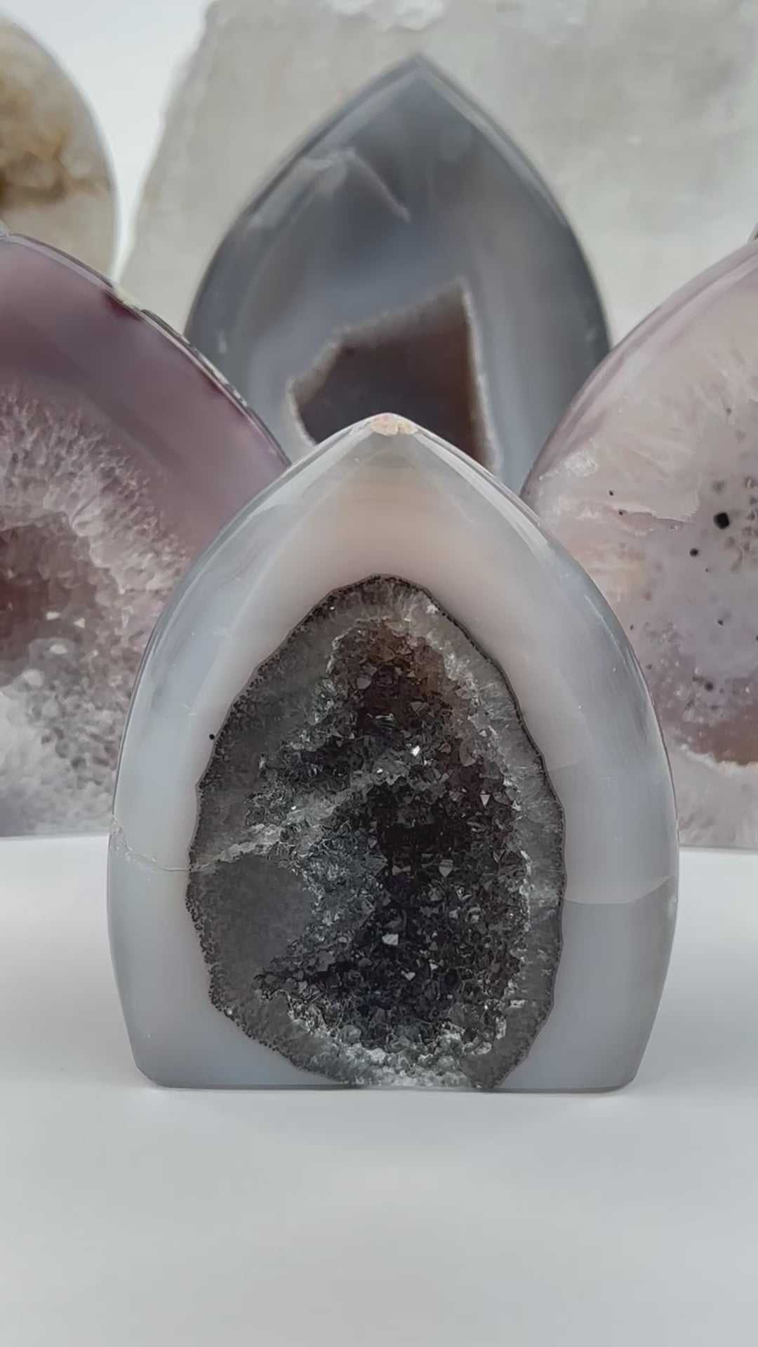 Natural Agate Crystal Point Tower