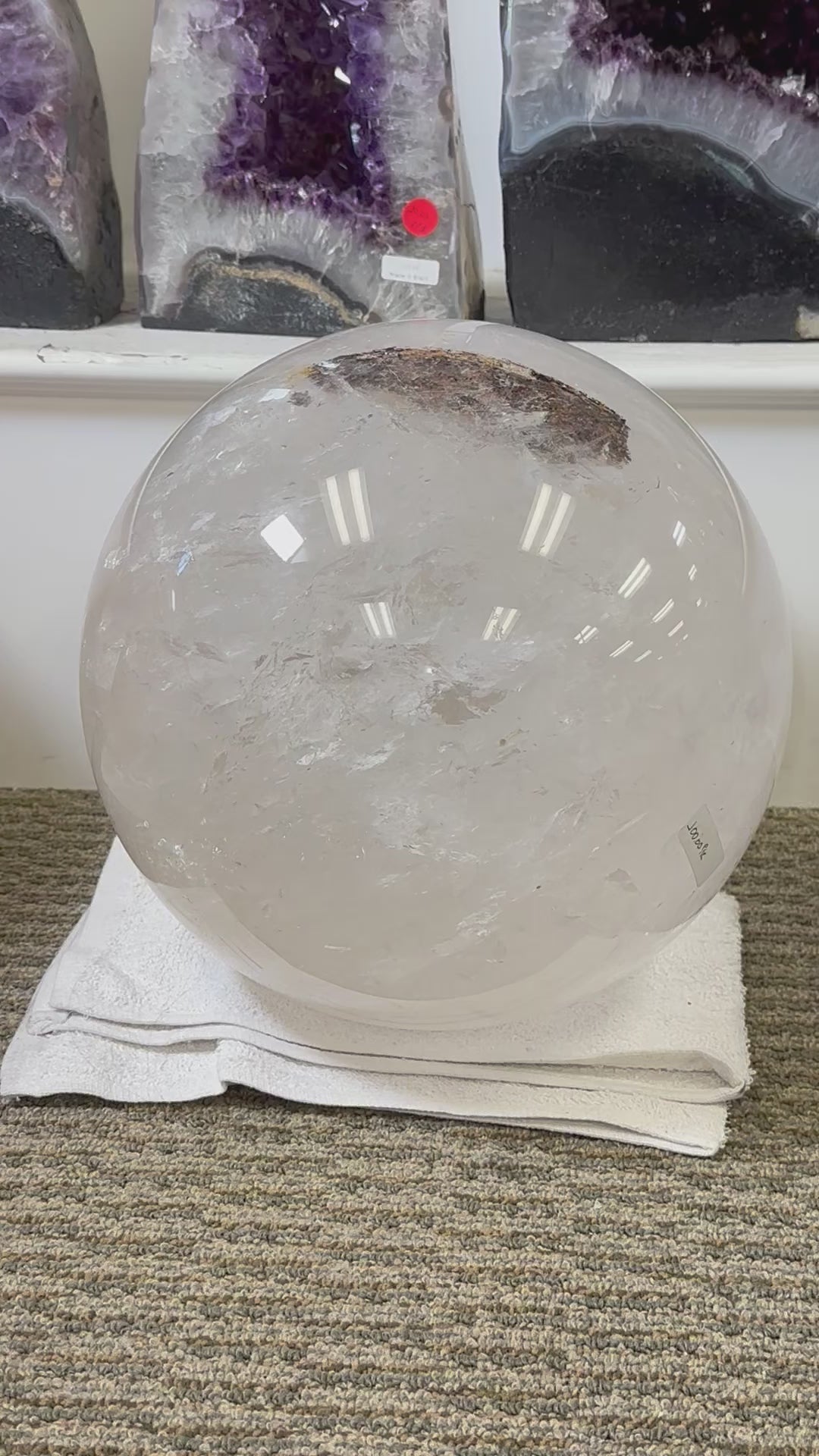 Huge Crystal Quartz Sphere - Over 87pounds! - Zen Space Decor -