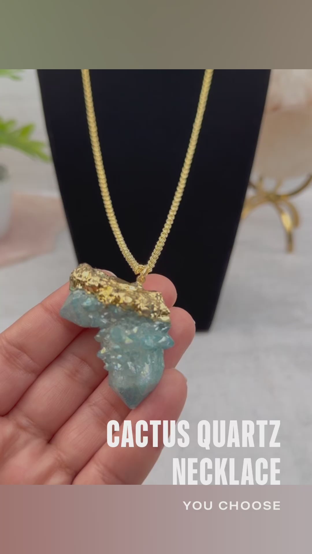 Crystal Aqua Aura Cactus Quartz Necklace - You Choose -