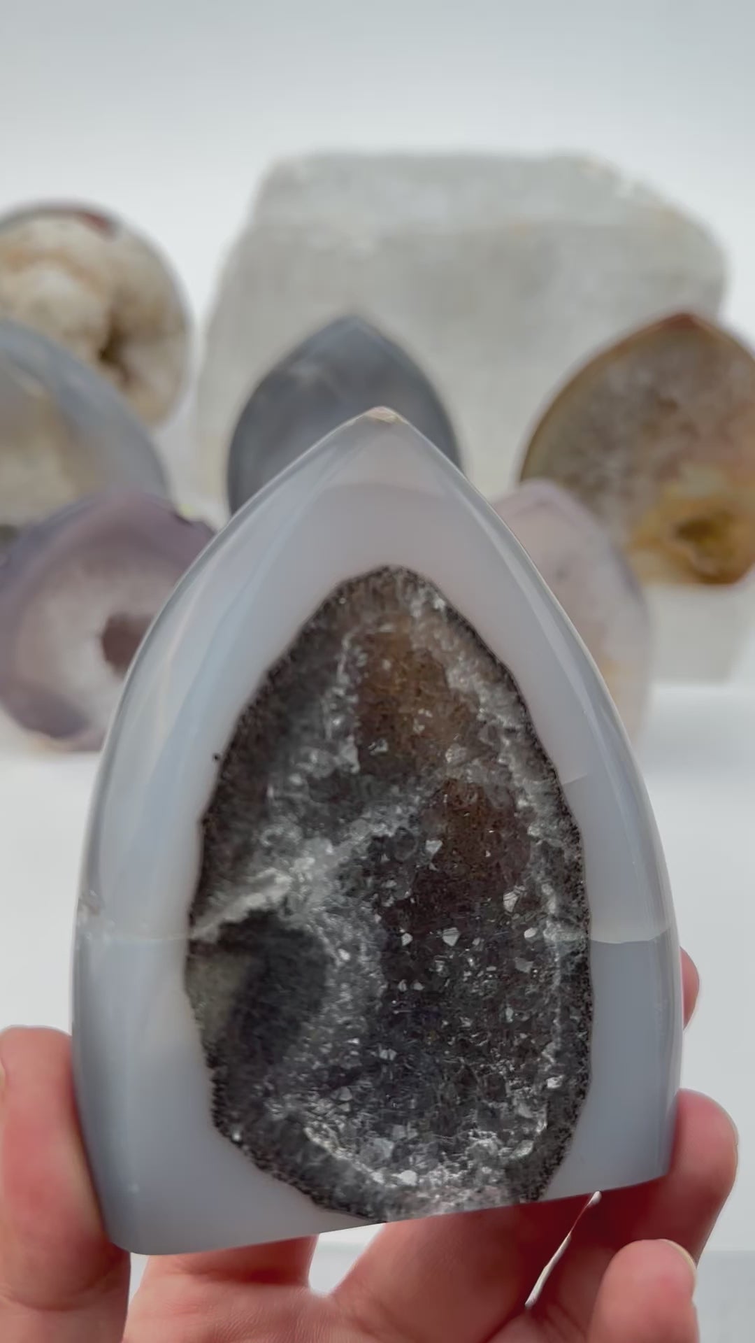 Natural Agate Crystal Point Tower