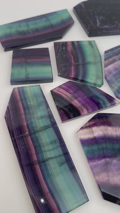 Rainbow Fluorite Free Formed Crystal Slabs