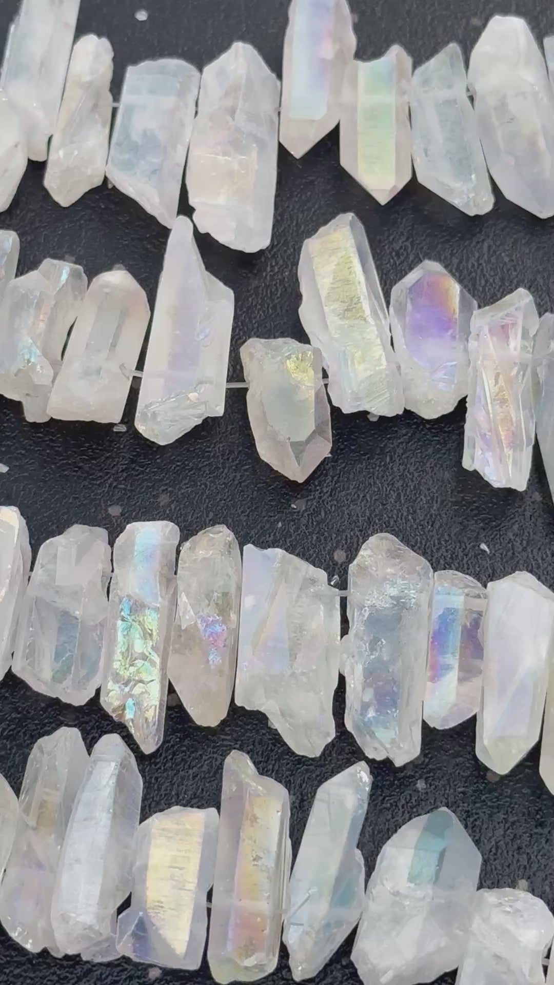 Angel Aura Crystal Quartz Point Bead Strand