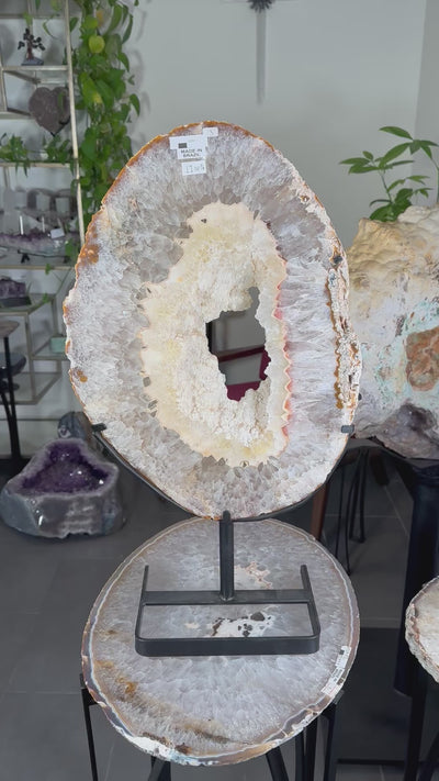 Natural Agate Slab on a Metal Stand - Crystal Decor -