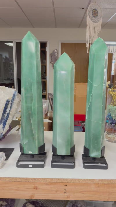 Large Green Quartz Points on Metal Stand - You Choose - Crystal Decor