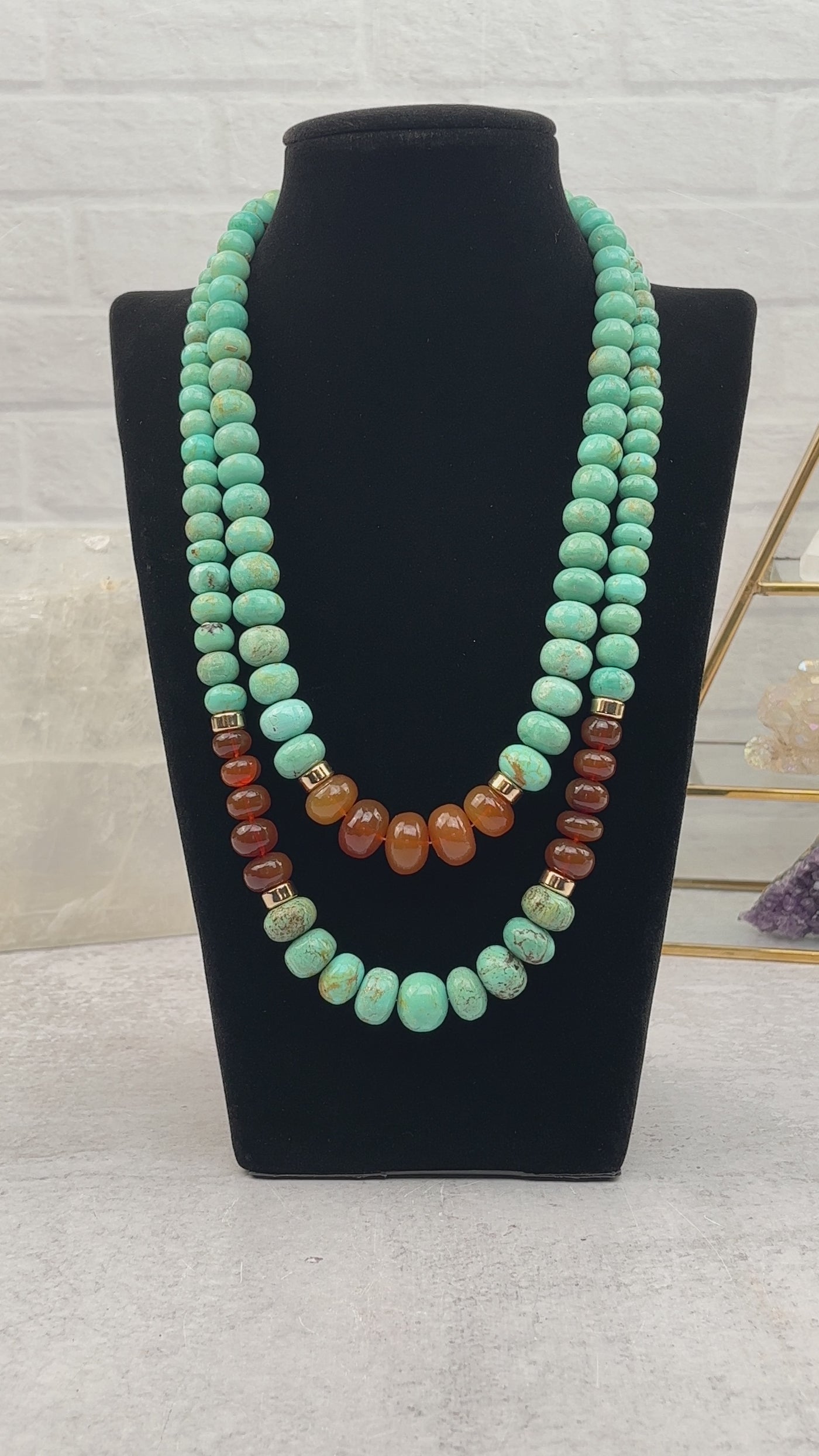 Turquoise Necklace with Fire Opal  - You Choose -