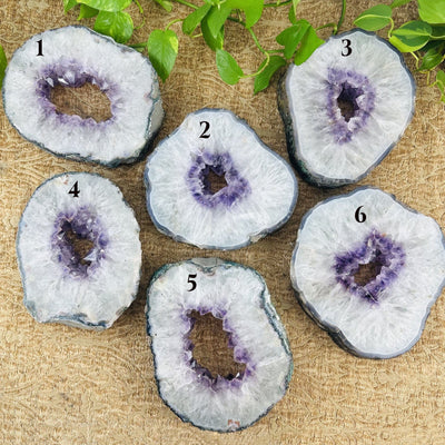 Amethyst Portals displayed out on a table for you to choose with numbers to call out item