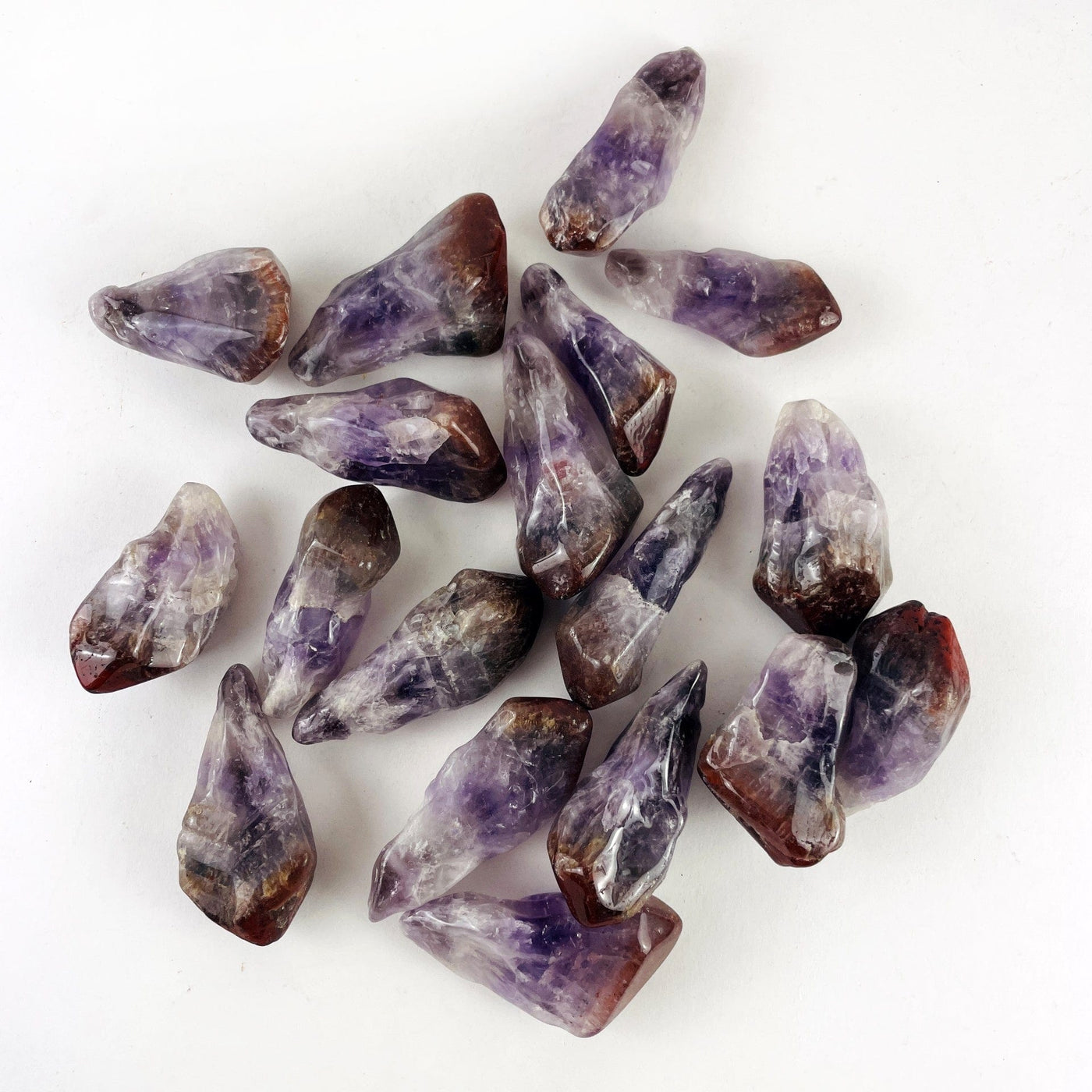 Amethyst Crystal Red Tip Cap Tumbled Amethyst Points - Drilled