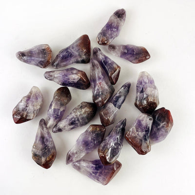 Amethyst Crystal Red Tip Cap Tumbled Amethyst Points - Drilled