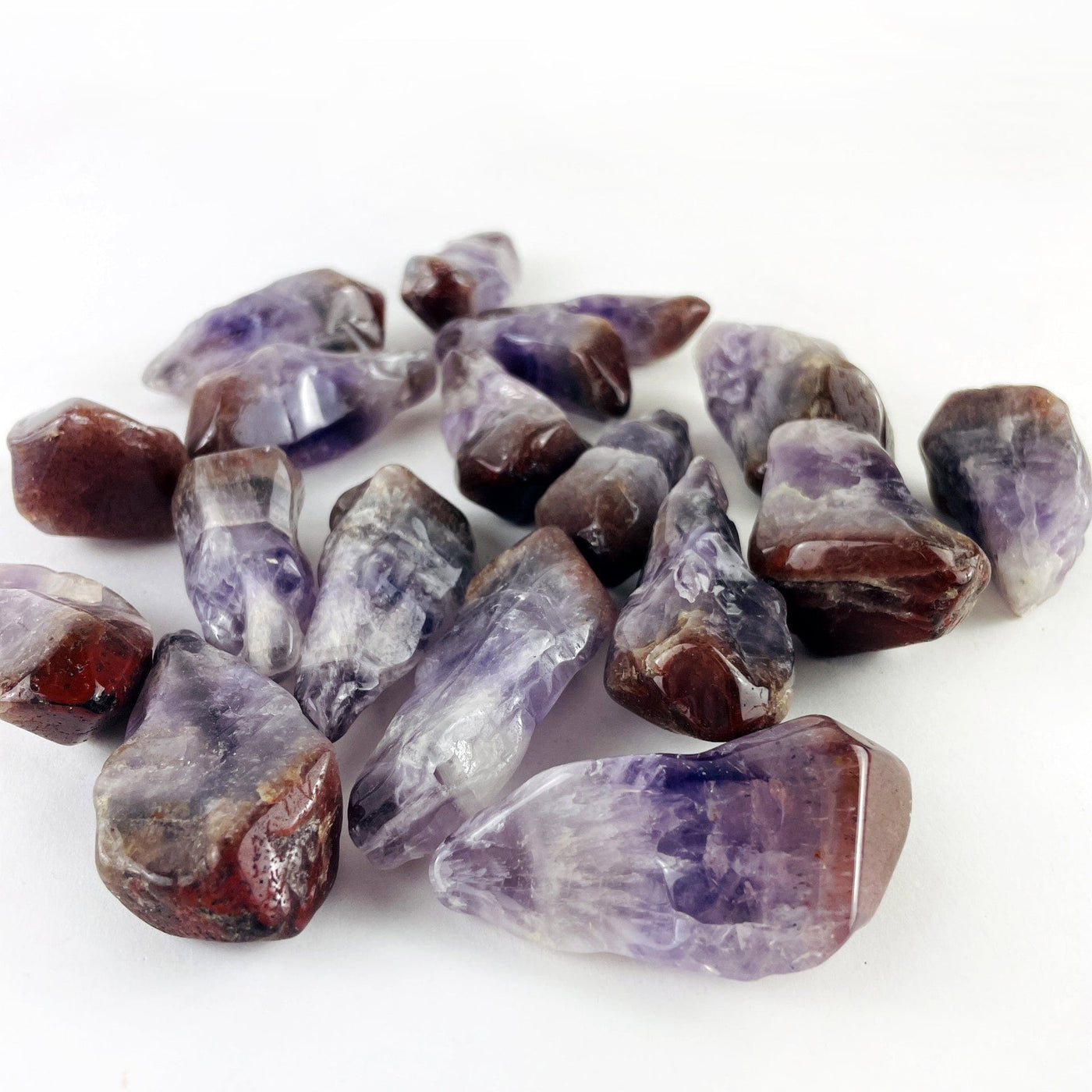 Amethyst Crystal Red Tip Cap Tumbled Amethyst Points - Drilled