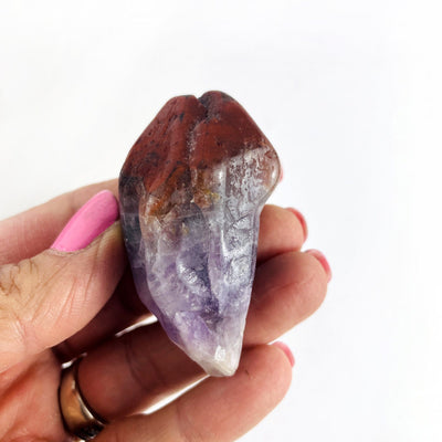 Amethyst Crystal Red Tip Cap Tumbled Amethyst Points - Drilled