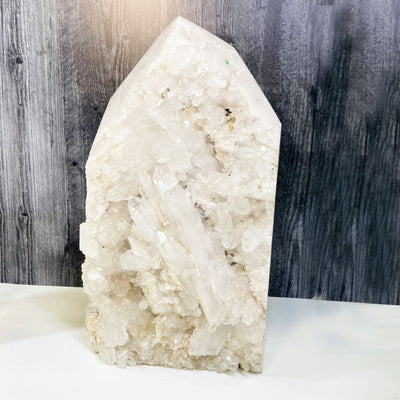 Large Crystal Quartz Point with Druzy Formations