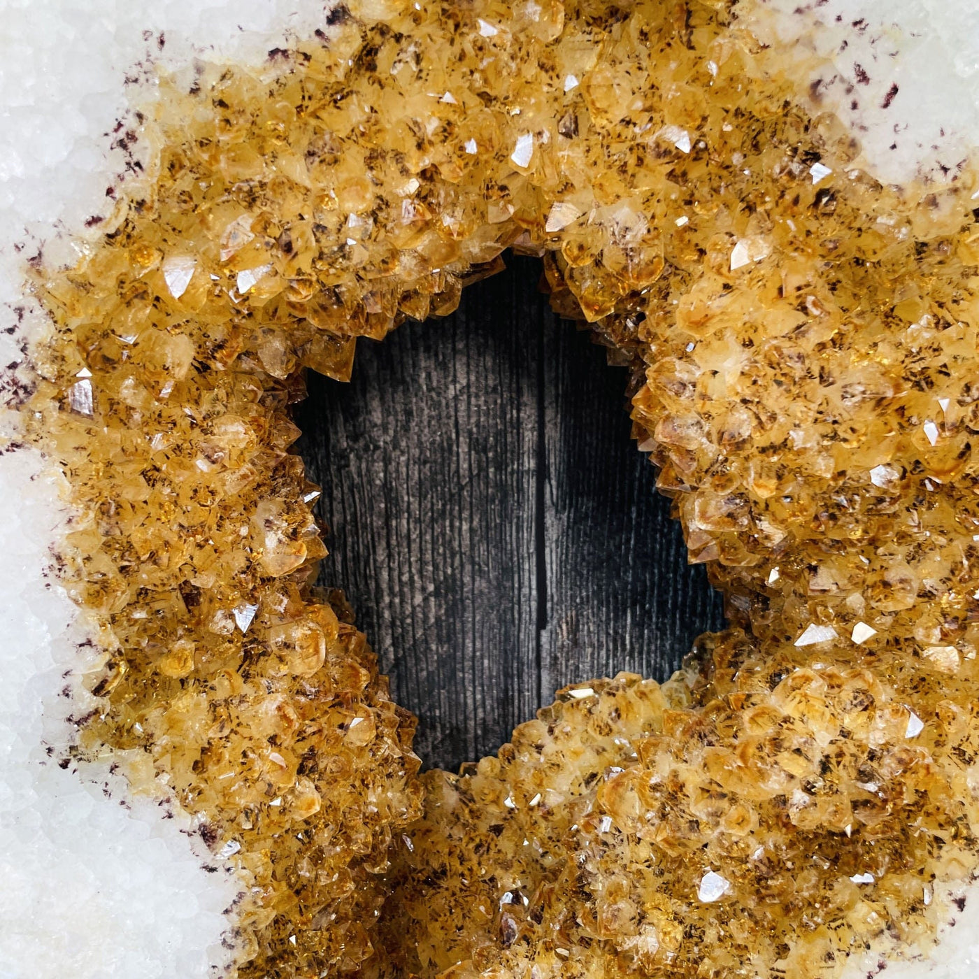 Citrine Crystal Portal Geode - Golden Amethyst Slice close up