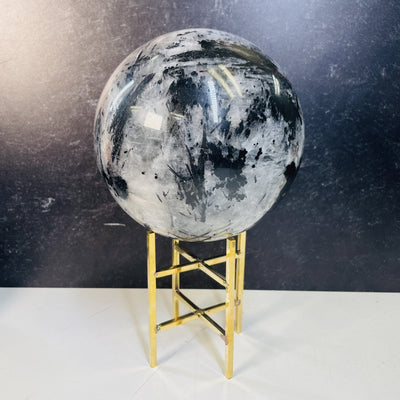 Black Tourmaline Quartz Gigantic Sphere on a stand not included