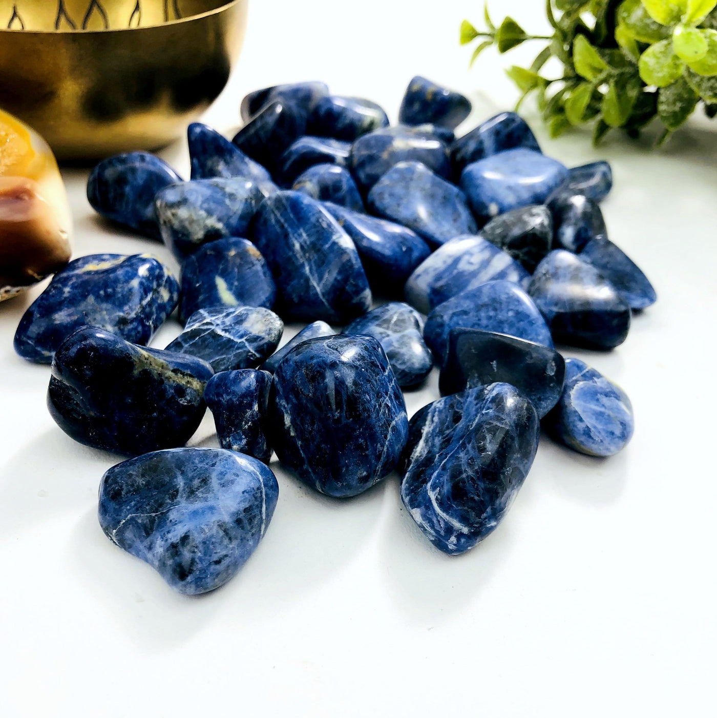 Close up view of 1 lb Blue Sodalite Tumbled Gemstones