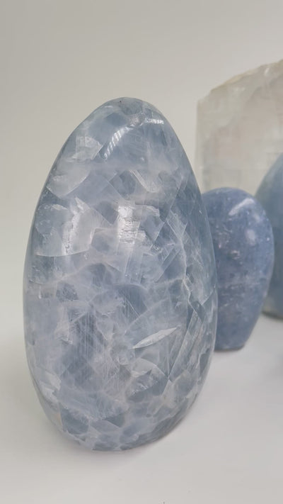 Blue Calcite Polished Cut Base - By Weight -