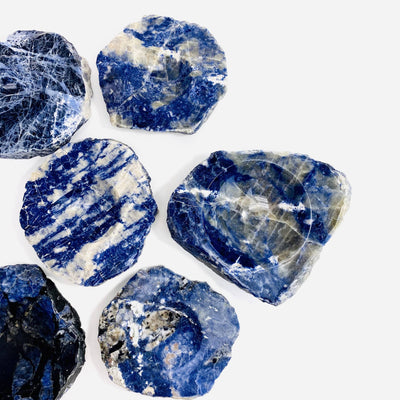 6 Sodalite Soap Dishes on white background