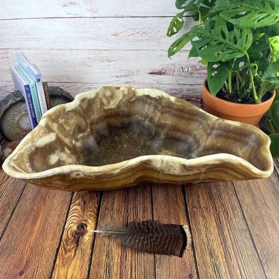 Mexican Onyx Bowl with decorations in the background