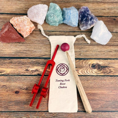 Root  Chakra Tuning Fork and Mallet and Pouch
