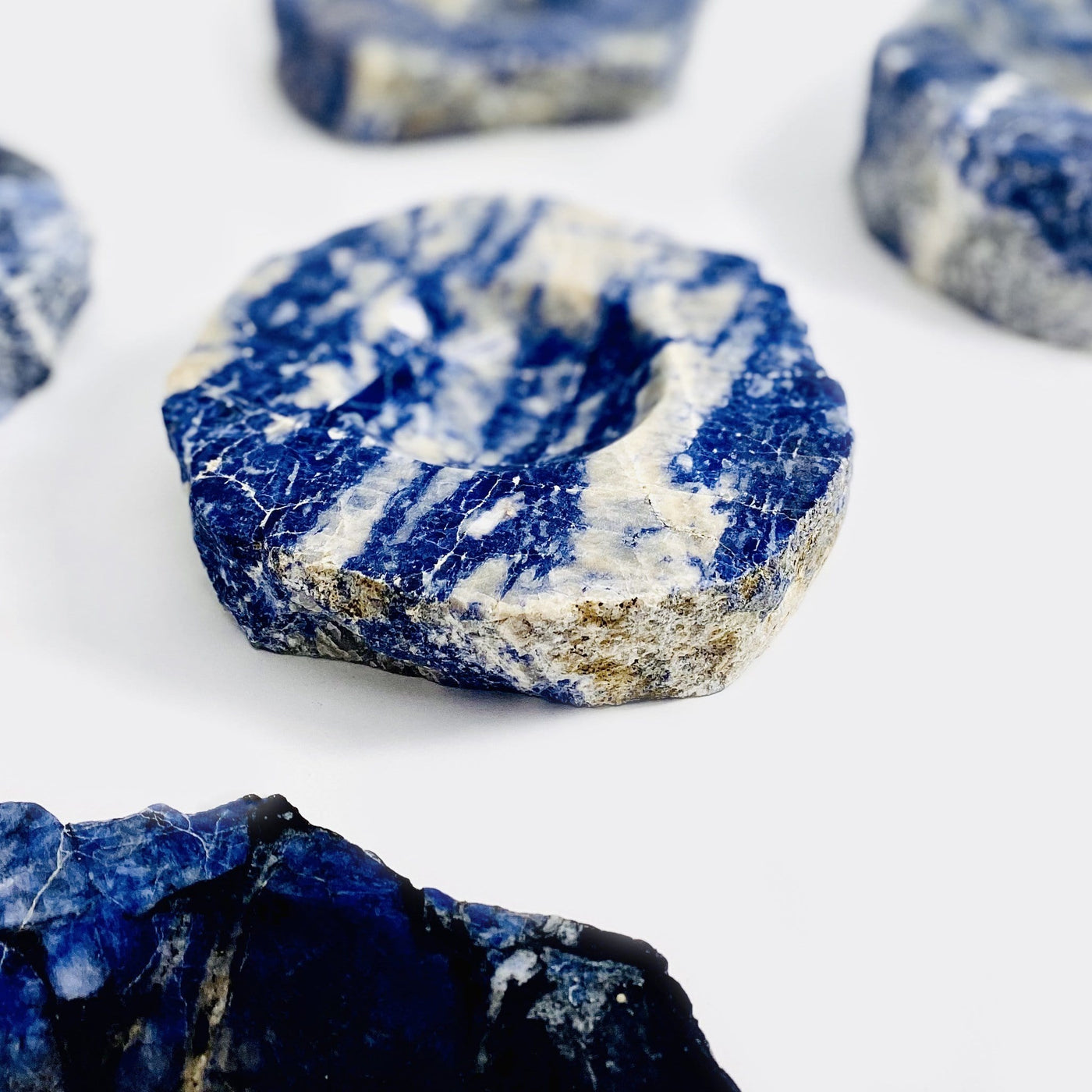 up close shot of Sodalite Soap Dishes