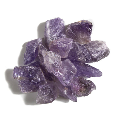 close up of rough amethyst chunks