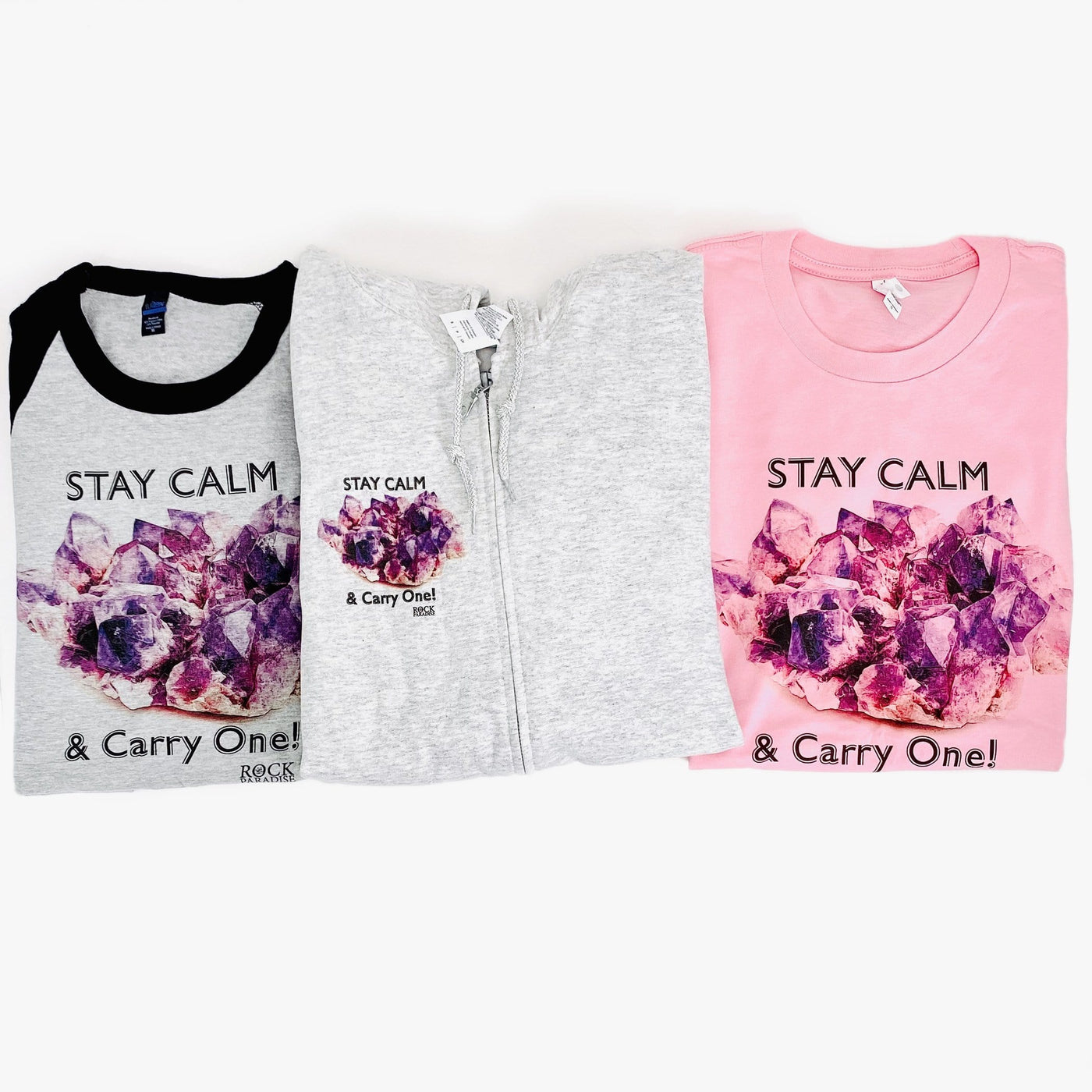 stay calm and carry one baseball shirt, hoodie, and t shirt on white background