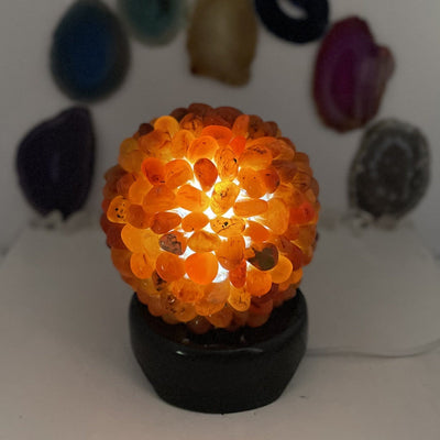 Carnelian Tumbled Stone Light lit up