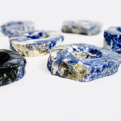 side view of Sodalite Soap Dishes on white background
