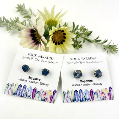 Sapphire Gemstone Stud Earrings in gold and silver
