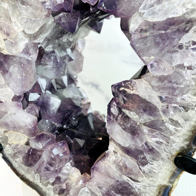 Amethyst Point Mirror up close of the crystals