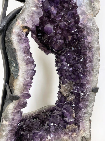 close up of the amethyst on the Amethyst Geode Cathedral Stacked Set