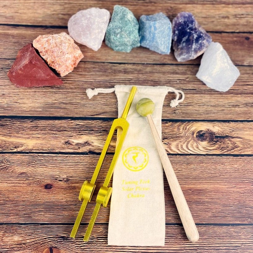 Solar Plexus Chakra Tuning Fork and Mallet and Pouch
