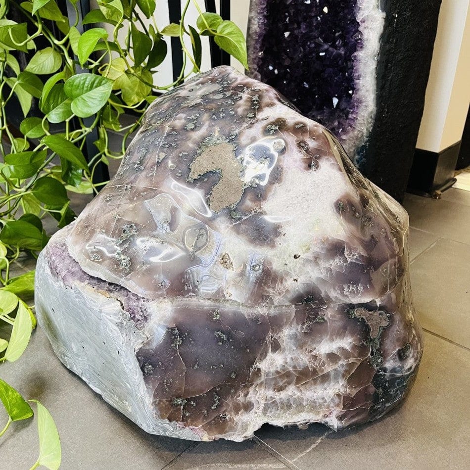 Amethyst Polished Cave Geode with a Lid on top