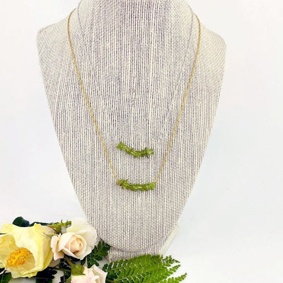 Peridot Stone Necklace - August Birthstone - Gold over Sterling or Sterling Silver Adjustable Length