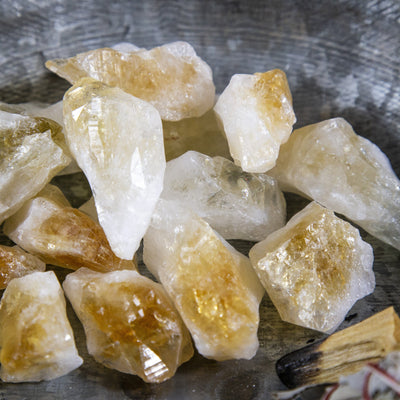 citrine points in a bowl