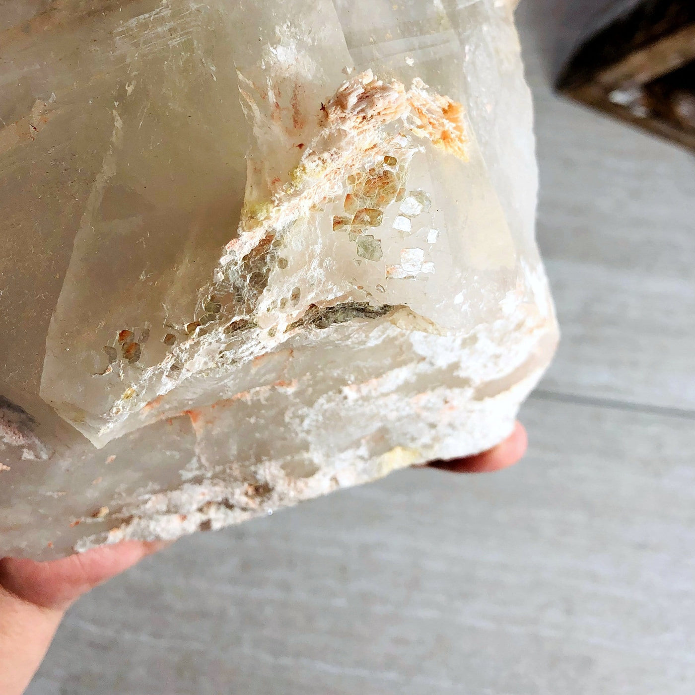 close up of smokey quartz raw point for details