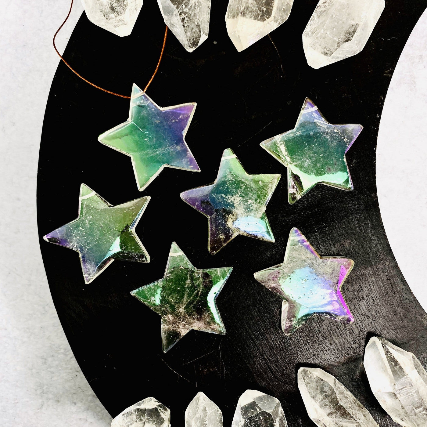Crystal Quartz Angel Aura Titanium Stars - Drilled (RK36B4-10)