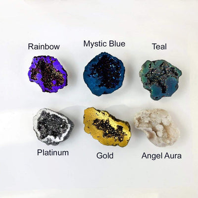 aura geodes labeled with the color