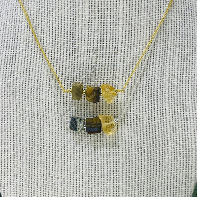 Chakra Collection 3Stone Necklace in Gold and Sterling Finish - Solar Plexus Chakra