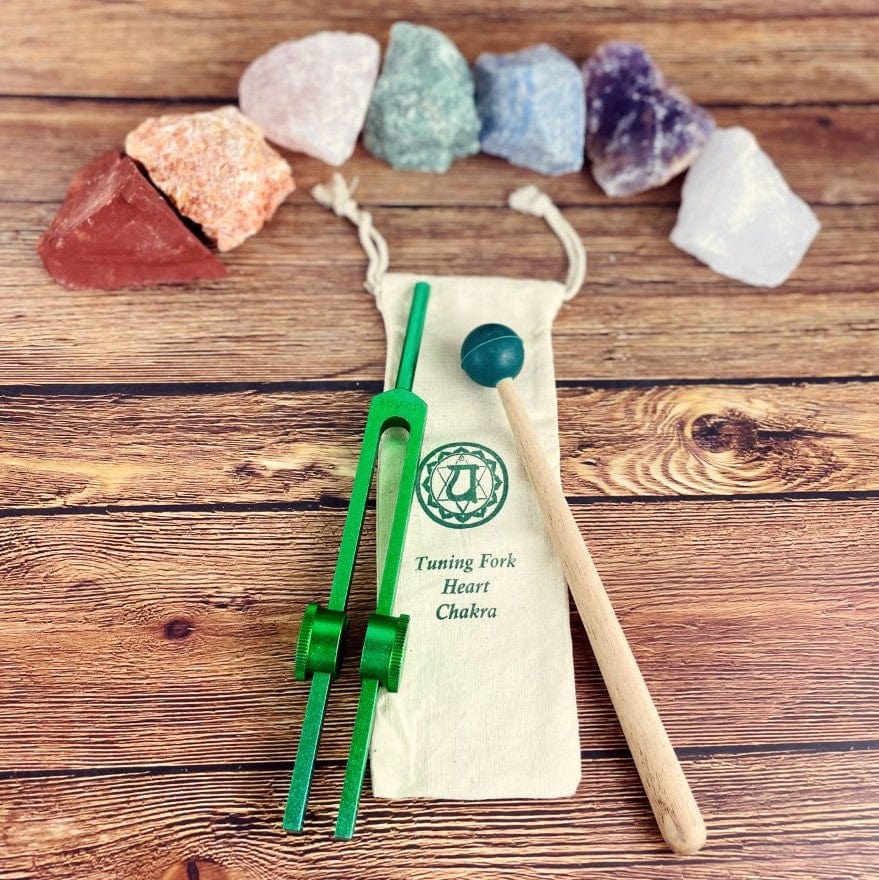 Heart Chakra Tuning Fork and Mallet and Pouch